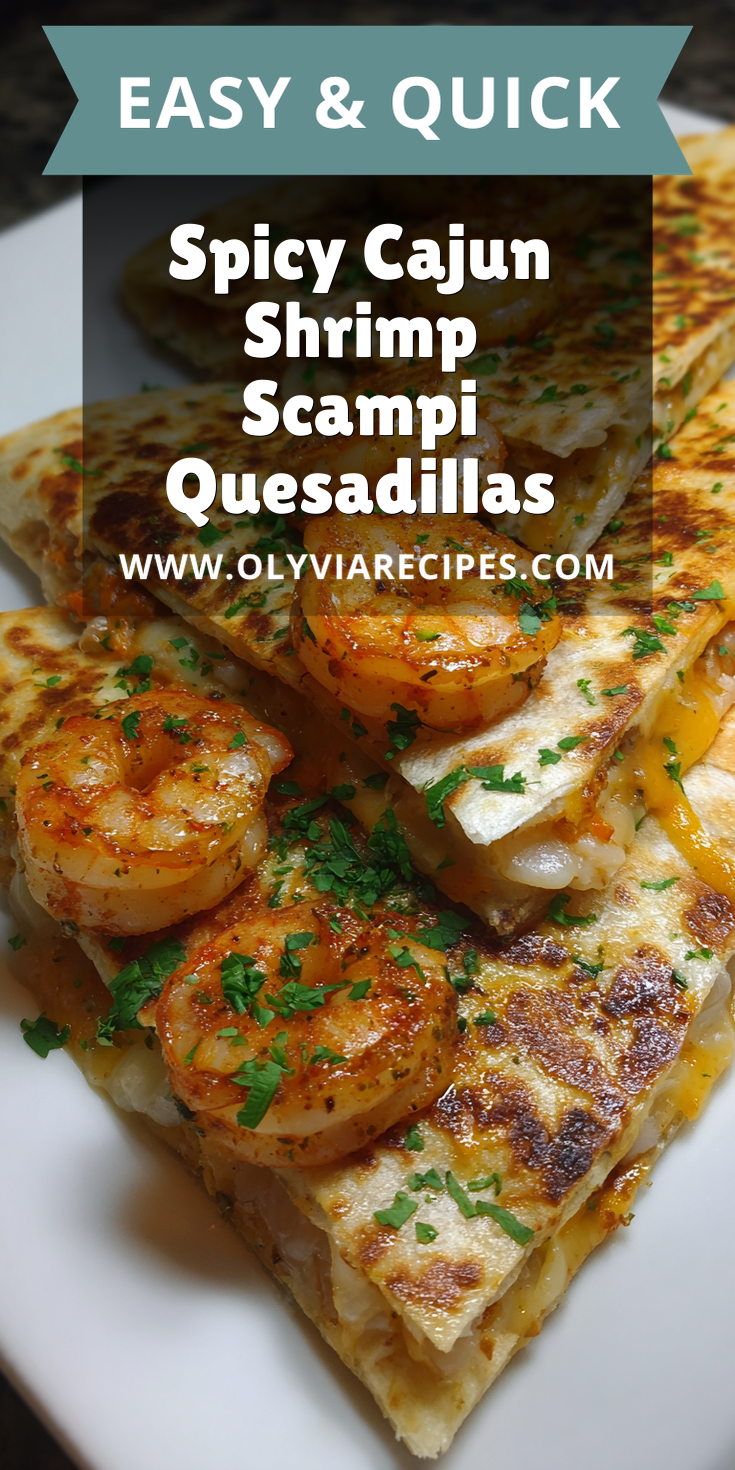 Spicy Cajun Shrimp Scampi Quesadillas served warm with cozy spices