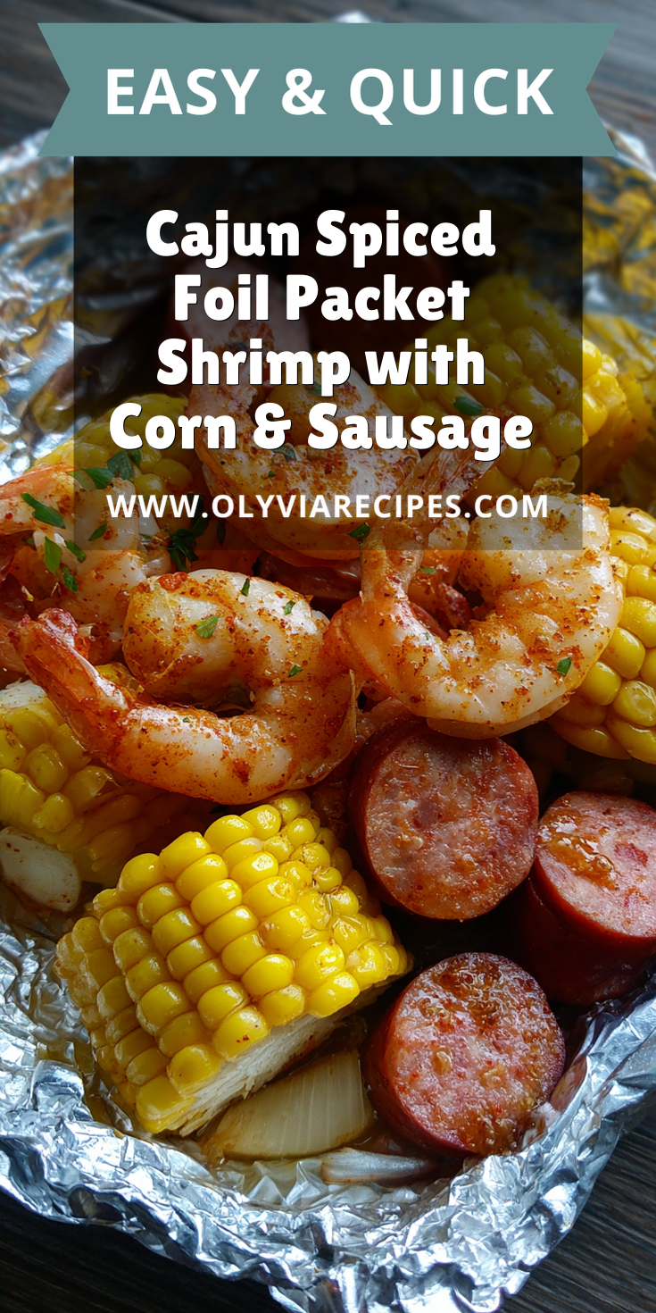 Cajun Spiced Foil Packet Shrimp with Corn & Sausage served warm with cozy spices