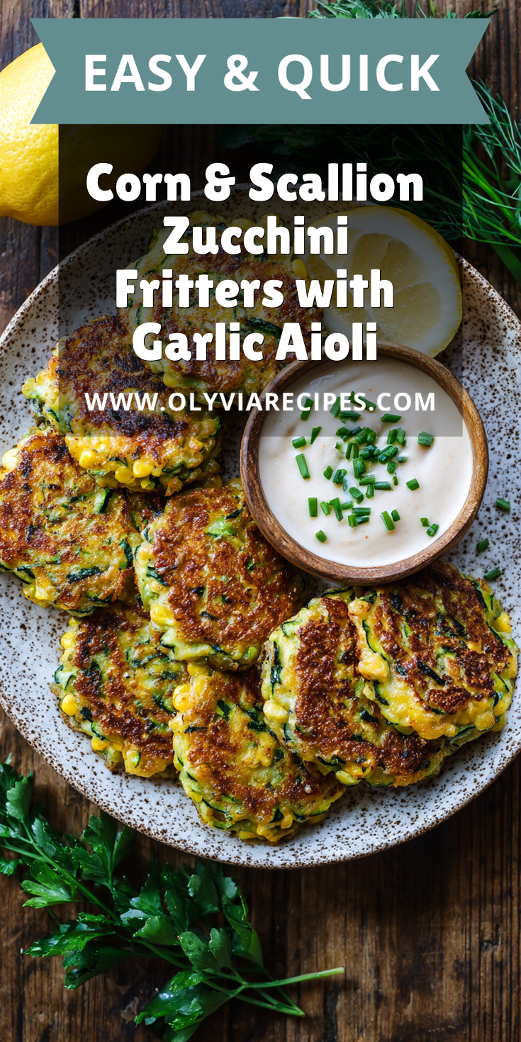 Corn & Scallion Zucchini Fritters with Garlic Aioli served warm with cozy spices