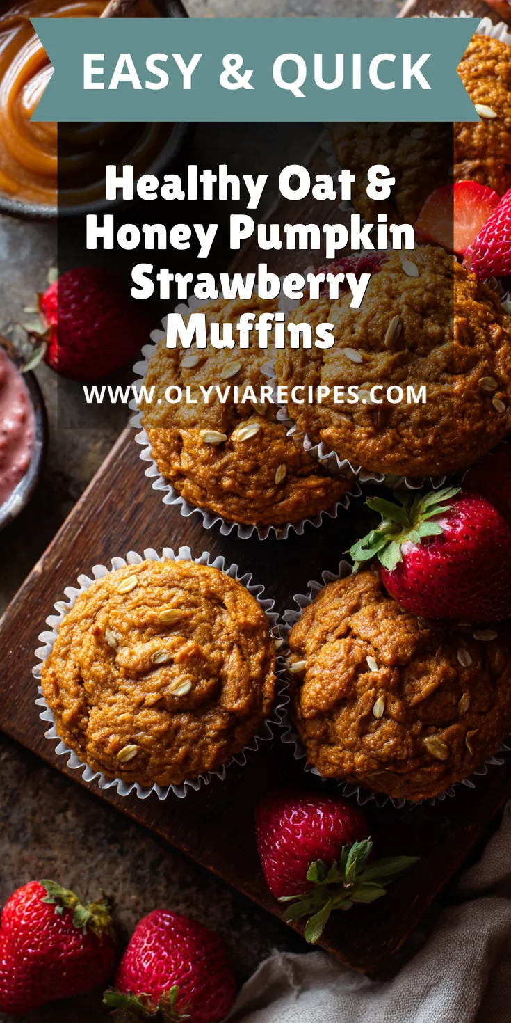 Healthy Oat & Honey Pumpkin Strawberry Muffins served warm with cozy spices