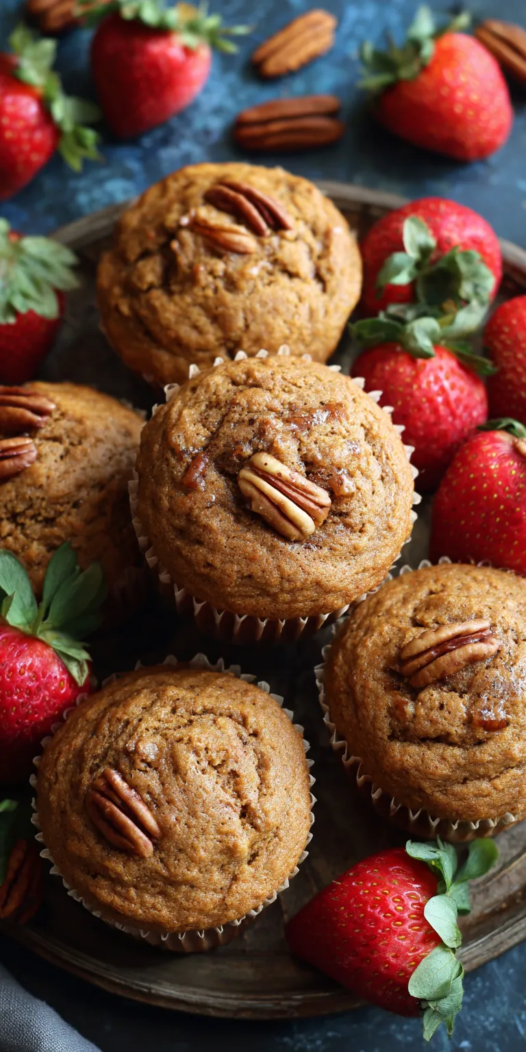 Spiced Chai Pumpkin Banana Muffins with Strawberries served warm with cozy spices