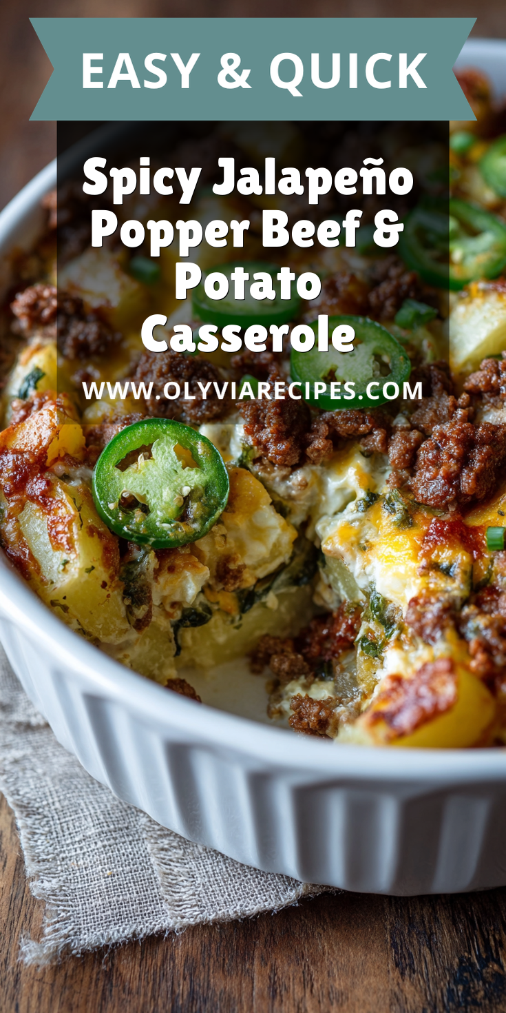 Spicy Jalapeño Popper Beef & Potato Casserole served warm with cozy spices