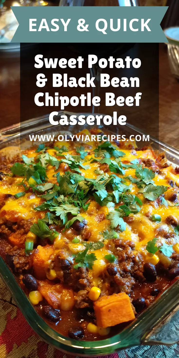 Sweet Potato & Black Bean Chipotle Beef Casserole served warm with cozy spices