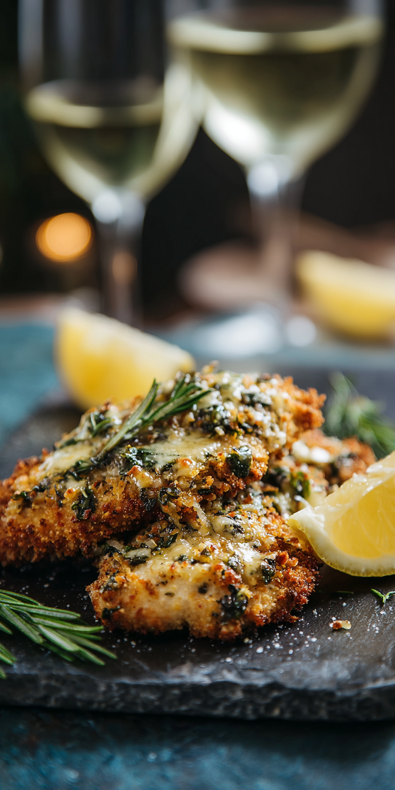 Truffle Oil & Herb Panko Parmesan Chicken served warm with cozy spices