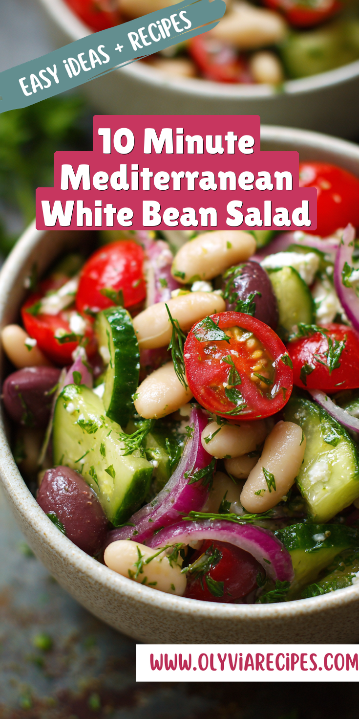 10 Minute Mediterranean White Bean Salad served on a plate