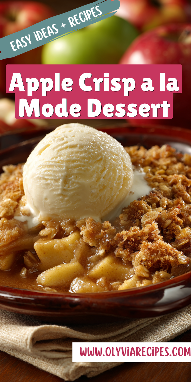 Apple Crisp a la Mode Dessert served warm with cozy spices