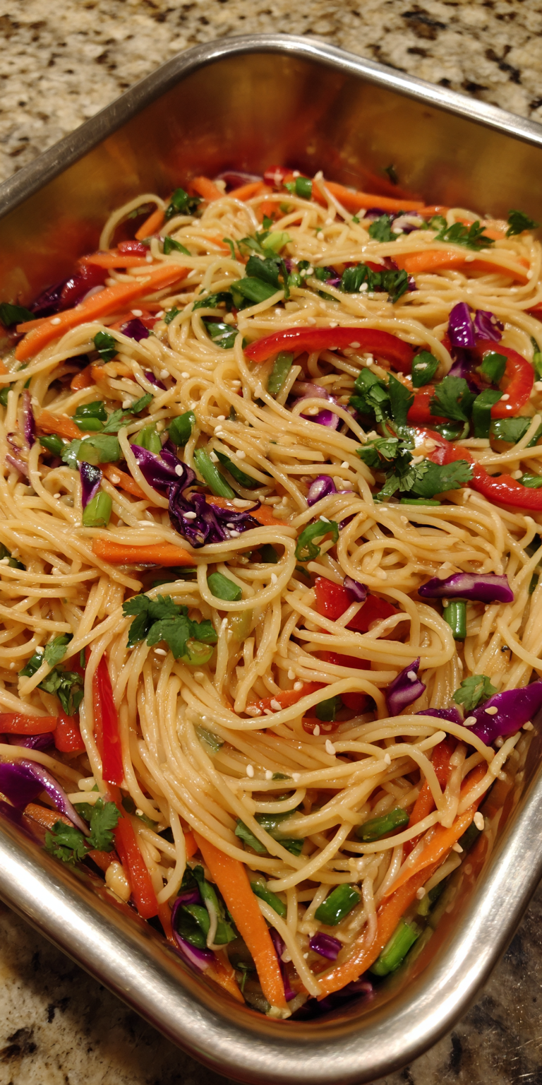 Asian Sesame Noodle Salad Meal Prep served warm with cozy spices