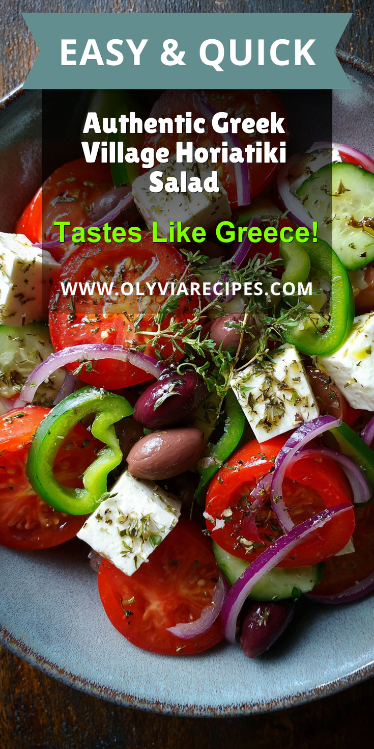 Authentic Greek Village Horiatiki Salad served warm with cozy spices