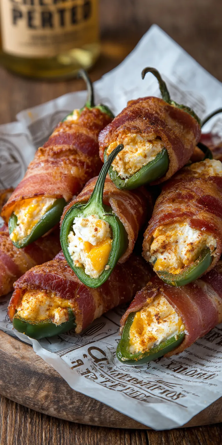 Bacon Wrapped Jalapeno Poppers served warm with cozy spices