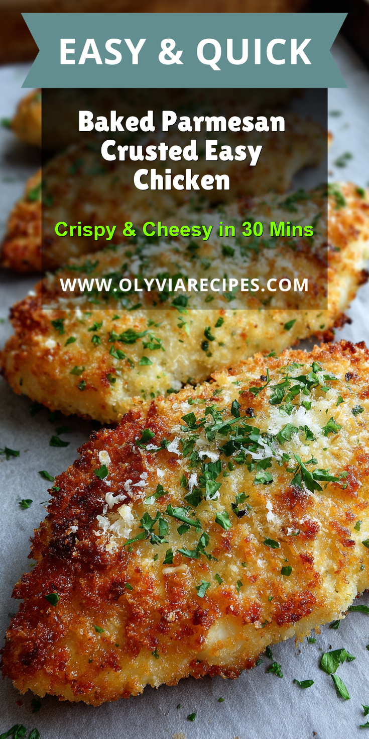 Baked Parmesan Crusted Easy Chicken served warm with cozy spices
