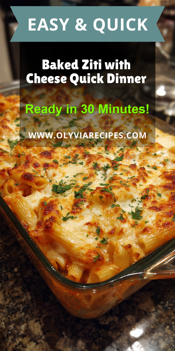Baked Ziti with Cheese Quick Dinner served warm with cozy spices