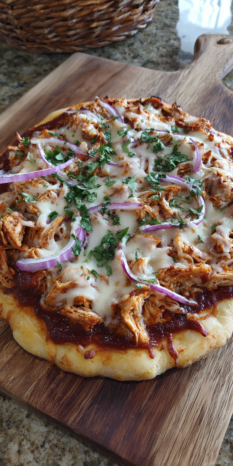 BBQ Chicken Pizza Simple and Quick served warm with cozy spices