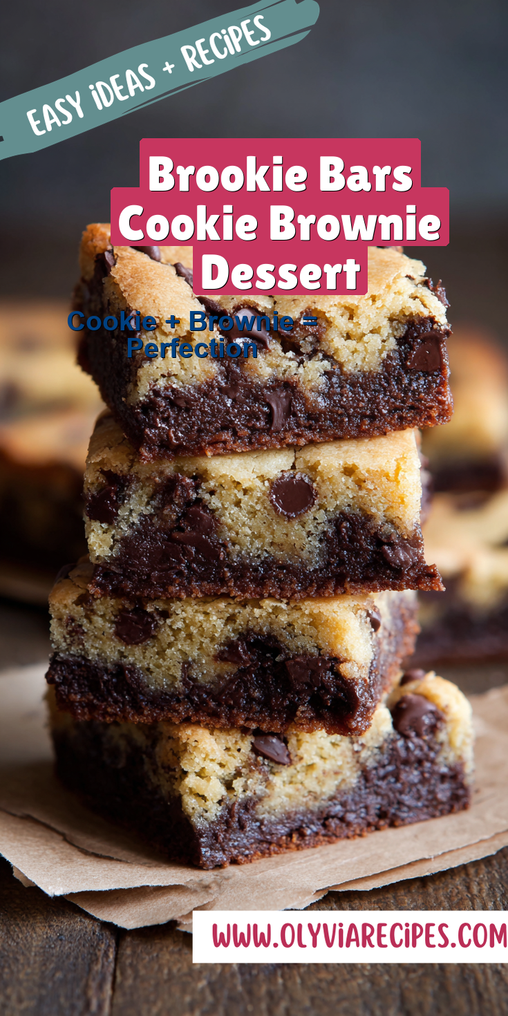 Brookie Bars Cookie Brownie Dessert served on a plate