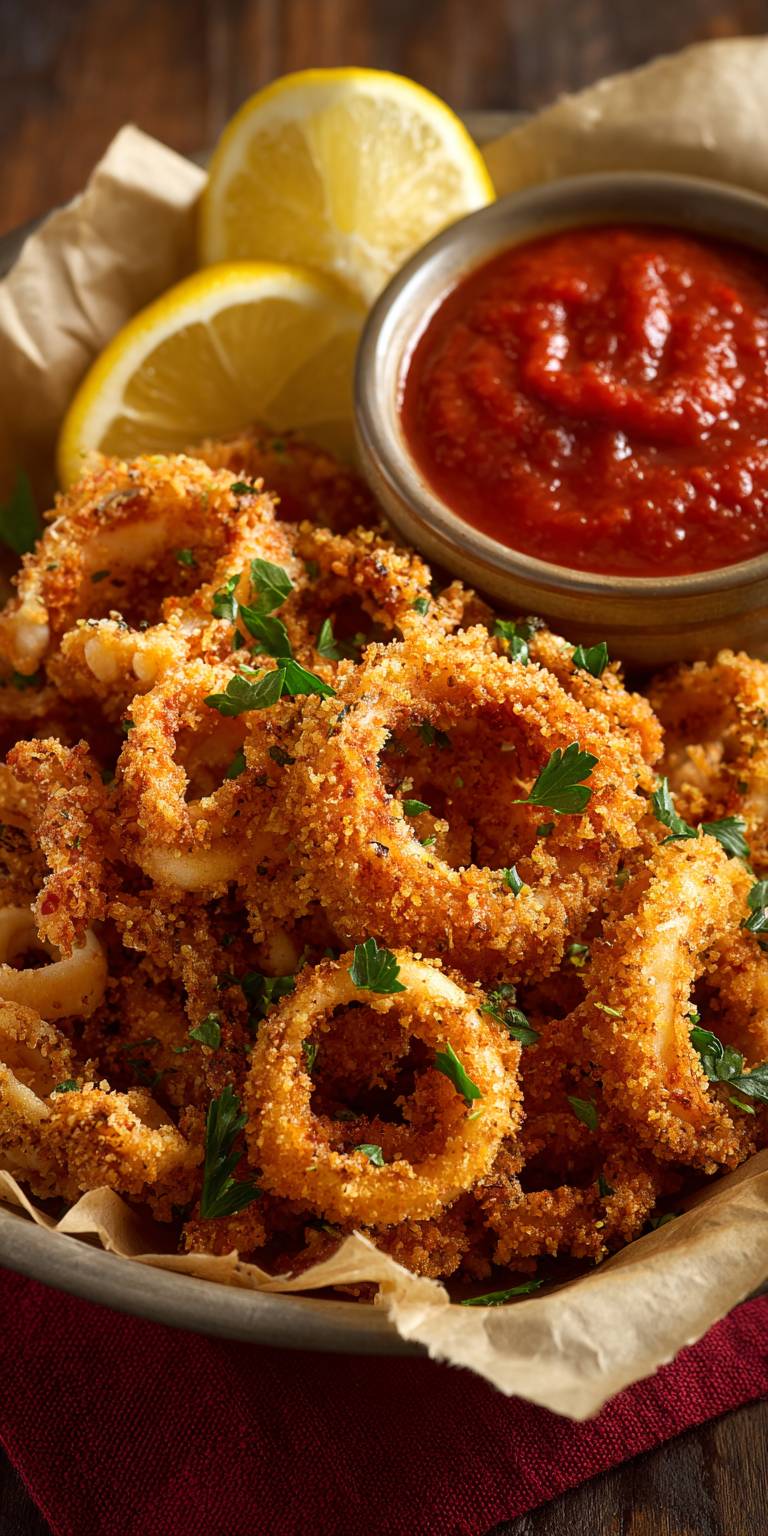 Calamari Fritti Crispy Seafood served warm with cozy spices