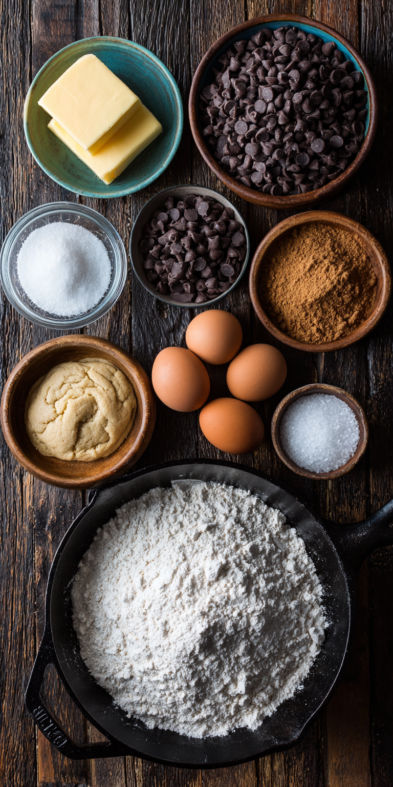 Cast Iron Skillet Chocolate Chip Cookie served warm with cozy spices