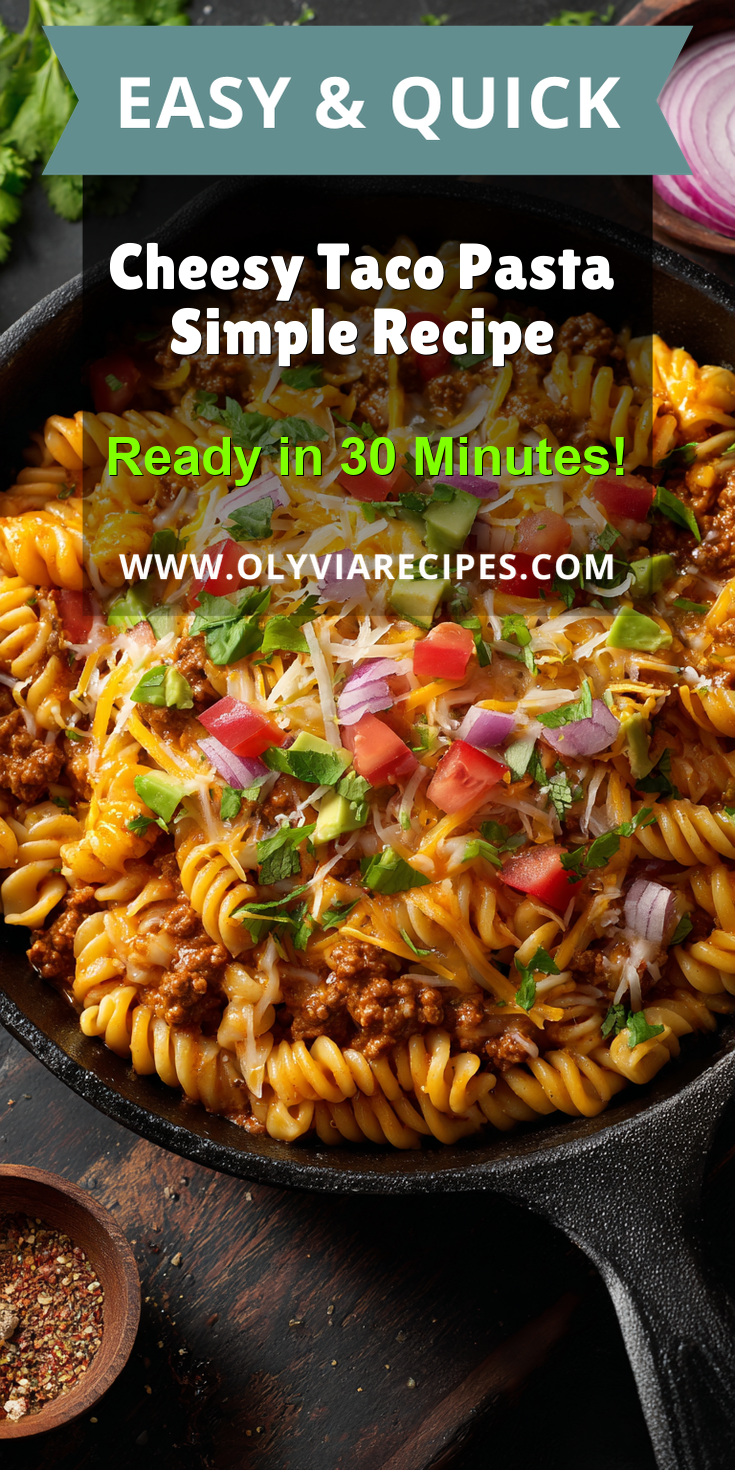 Cheesy Taco Pasta Simple Recipe served warm with cozy spices