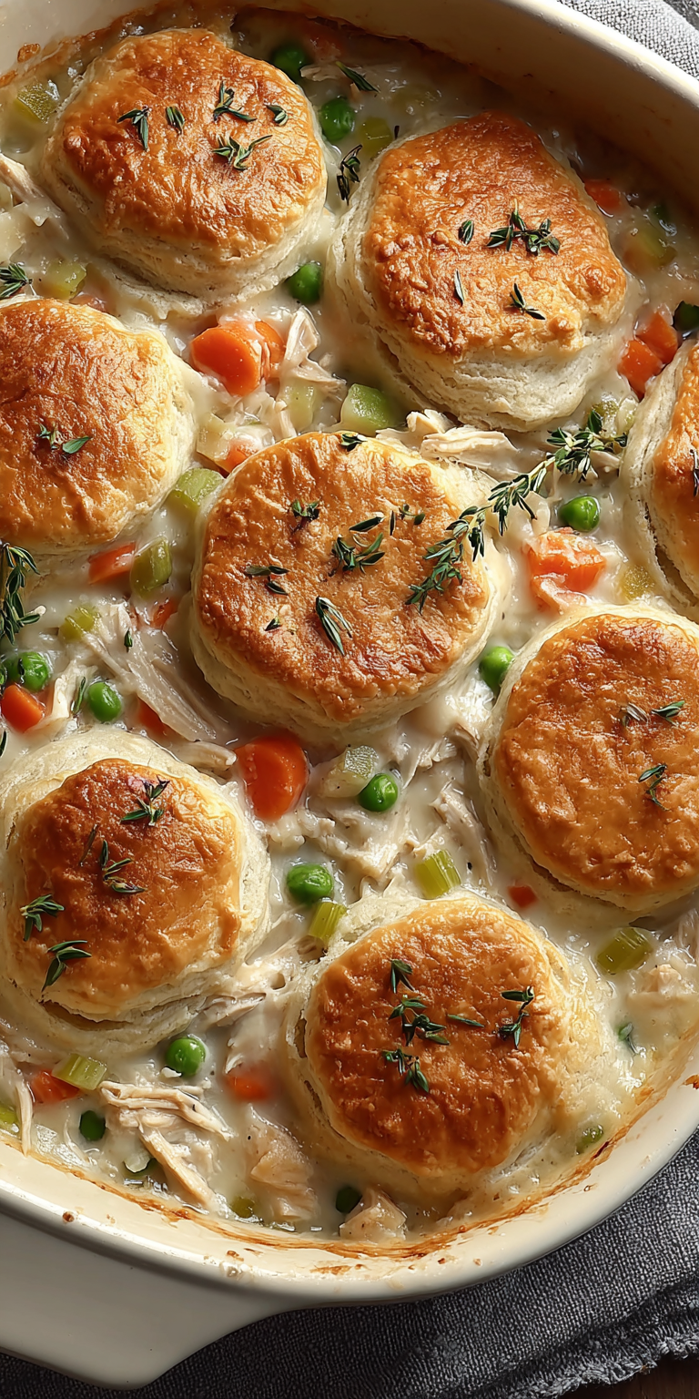 Chicken Pot Pie Casserole Simple Dinner Ideas served warm with cozy spices
