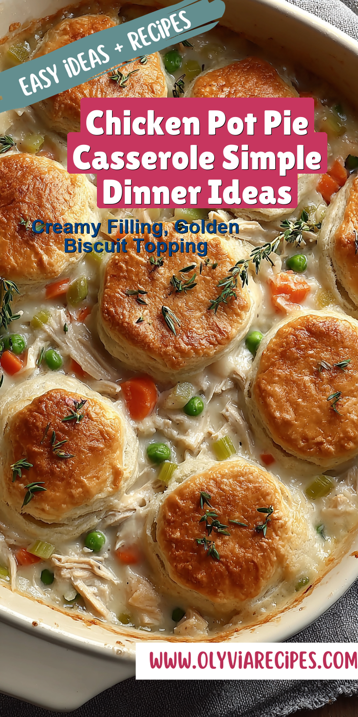 Chicken Pot Pie Casserole Simple Dinner Ideas served warm with cozy spices
