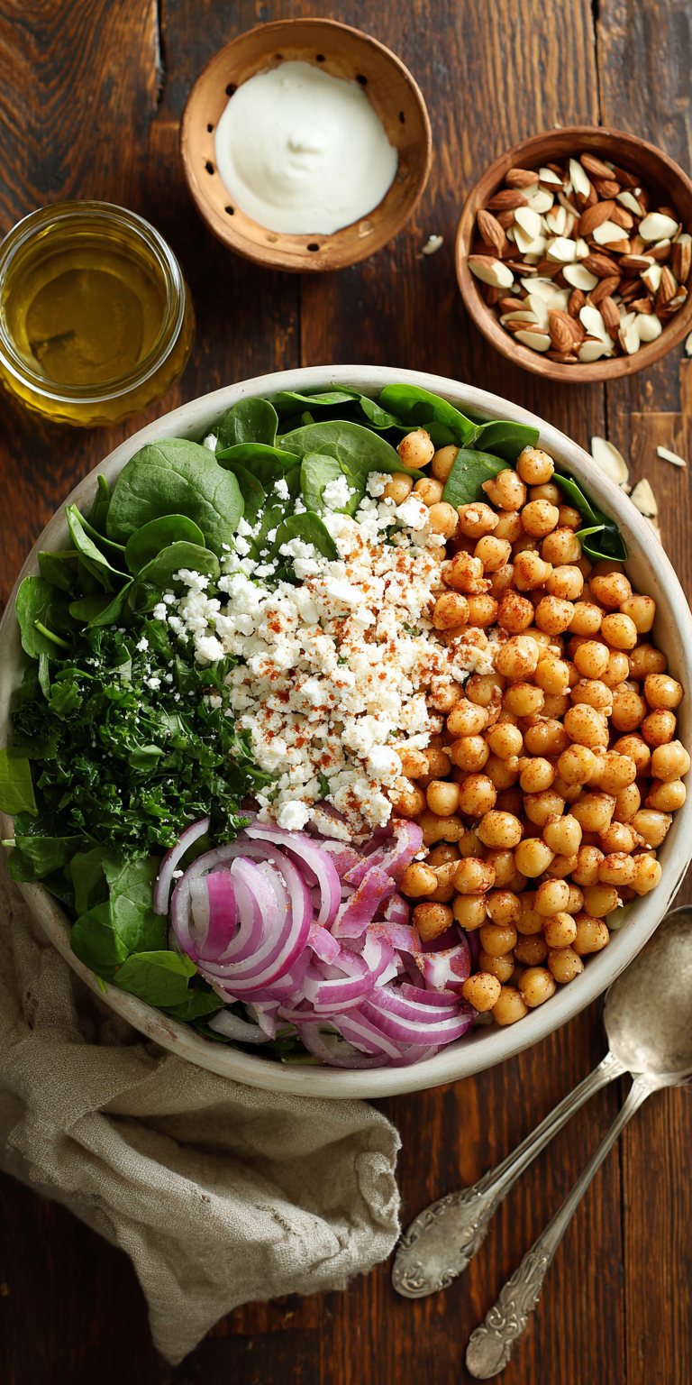 Chickpea Spinach Easy Salads Recipe served warm with cozy spices