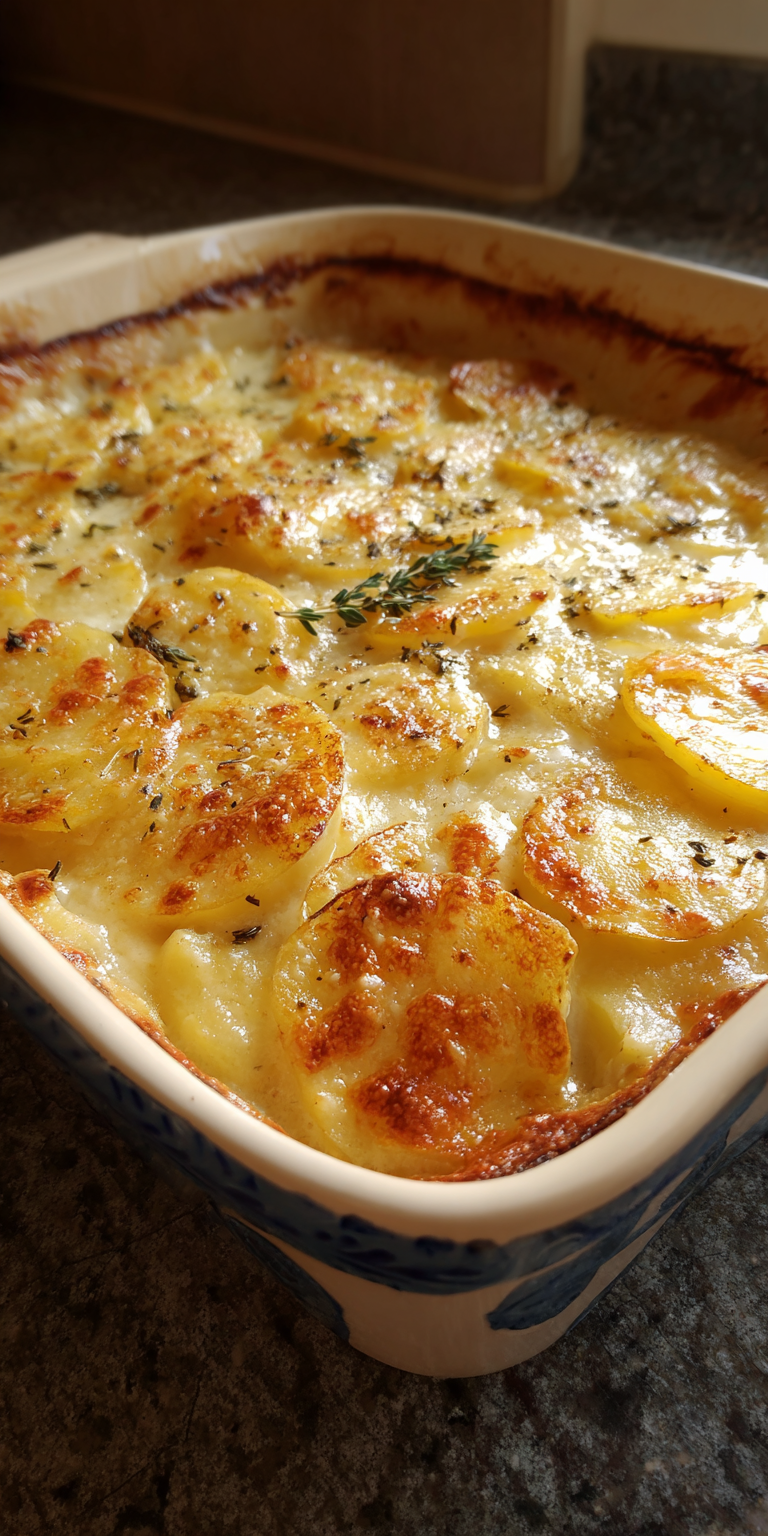 Classic Homemade Scalloped Potatoes served warm with cozy spices