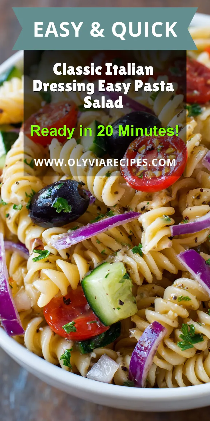 Classic Italian Dressing Easy Pasta Salad served warm with cozy spices