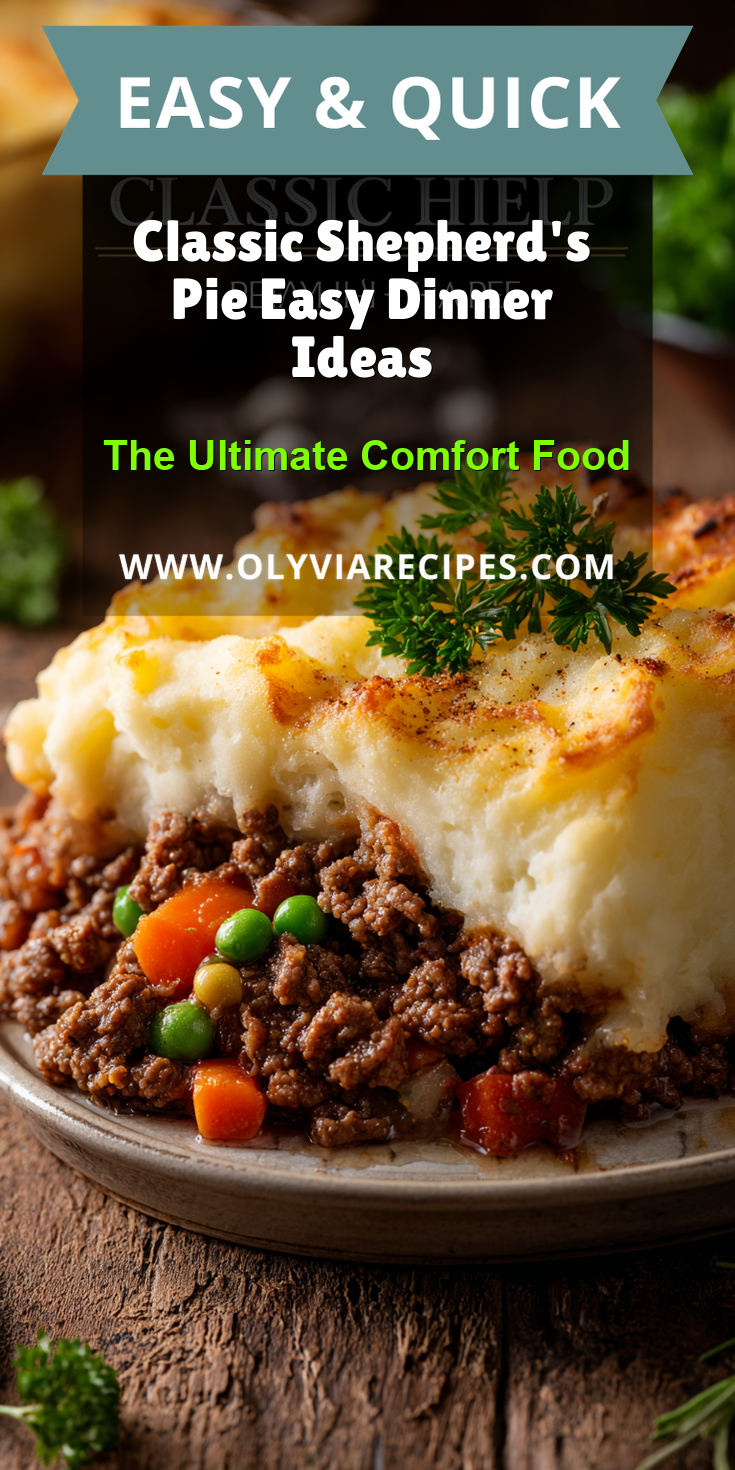 Classic Shepherd's Pie Easy Dinner Ideas served warm with cozy spices