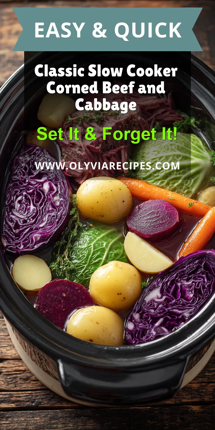 Classic Slow Cooker Corned Beef and Cabbage served warm with cozy spices