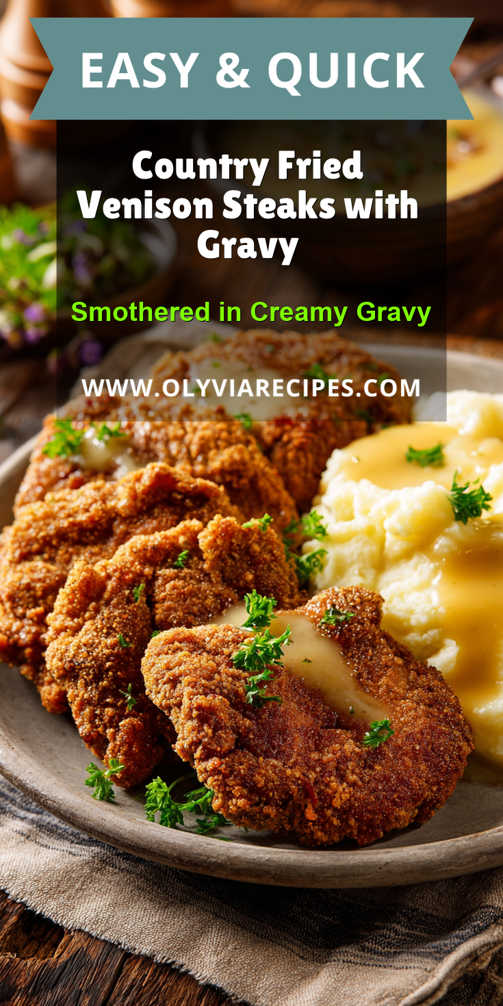 Country Fried Venison Steaks with Gravy served warm with gentle spices and a cozy aroma