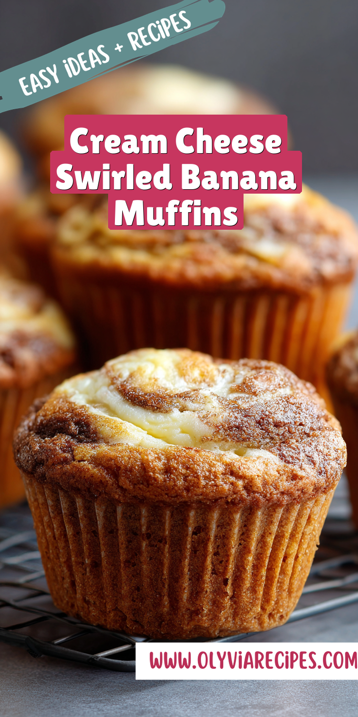 Cream Cheese Swirled Banana Muffins served warm with cozy spices