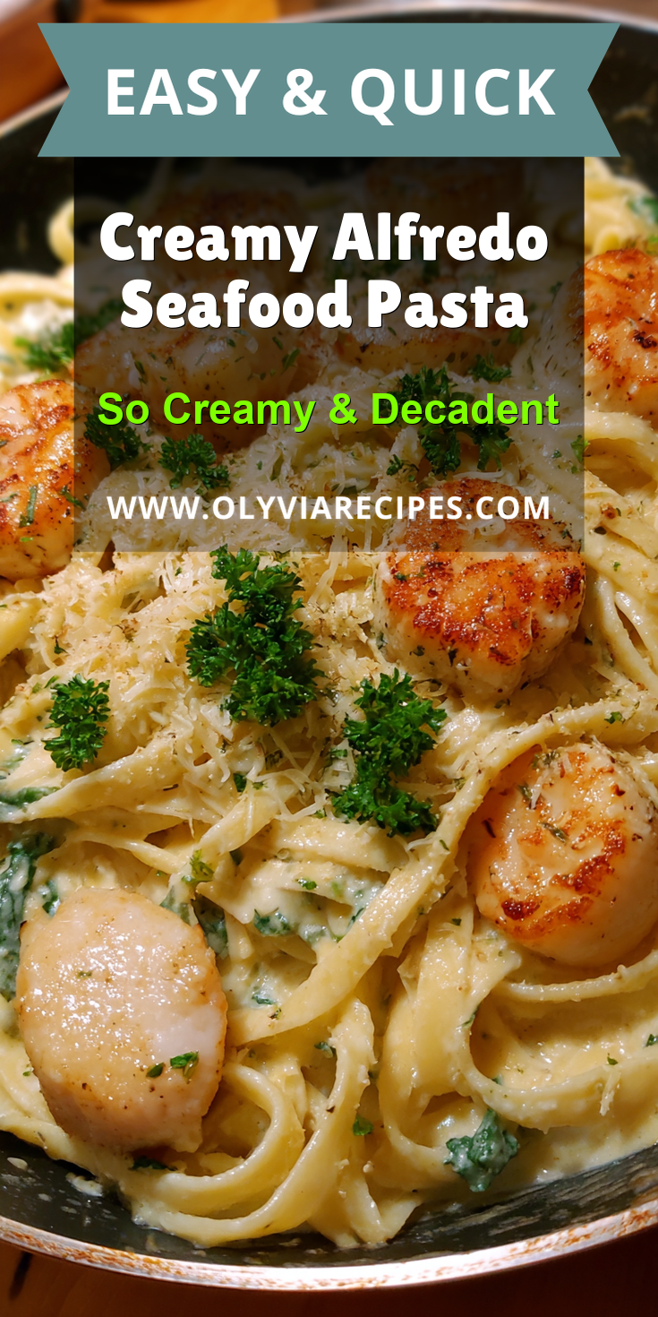 Creamy Alfredo Seafood Pasta served warm with cozy spices