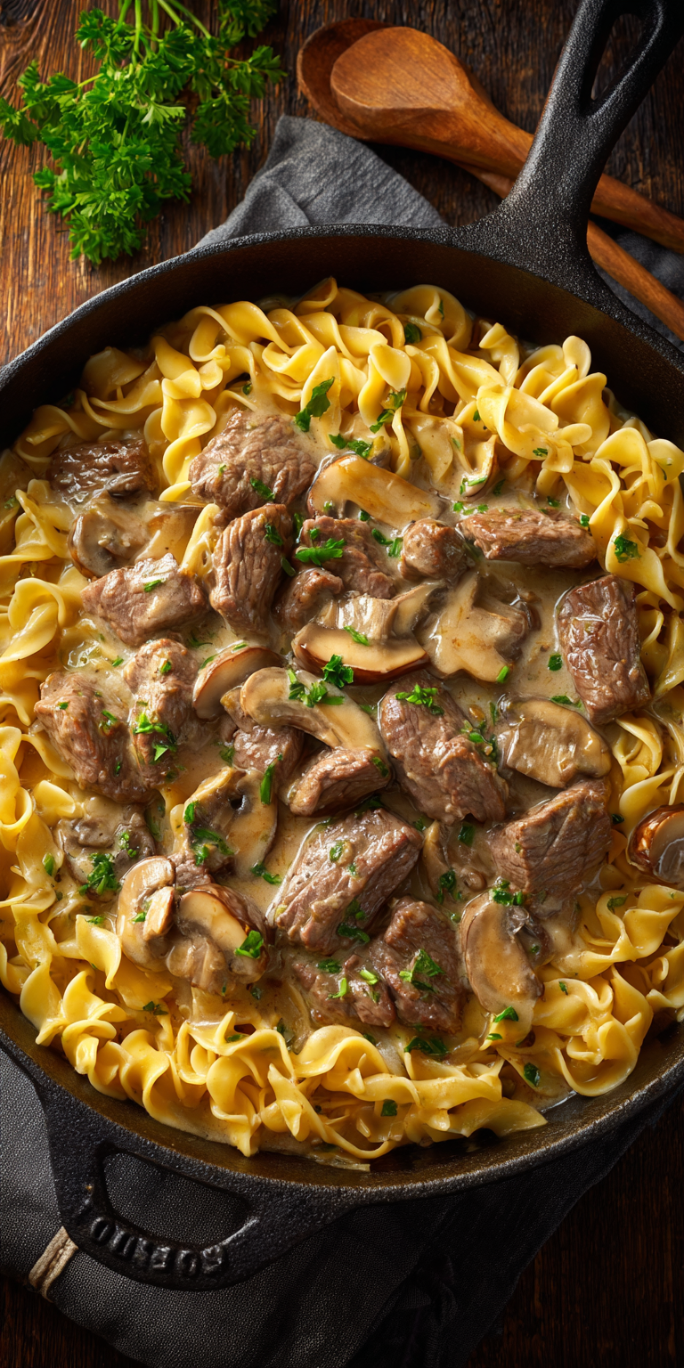 Creamy Beef Stroganoff Easy Dinner Ideas served warm with cozy spices