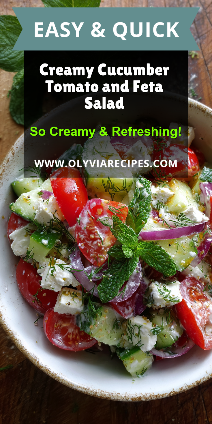 Creamy Cucumber Tomato and Feta Salad served warm with cozy spices