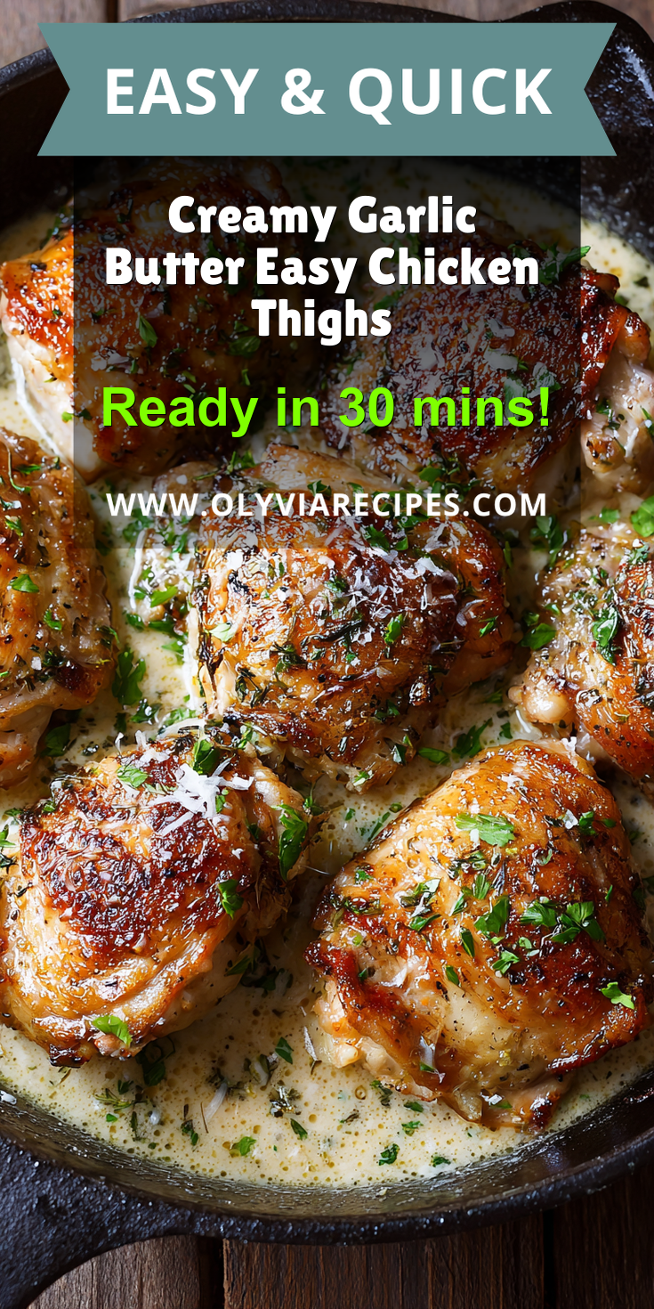 Creamy Garlic Butter Easy Chicken Thighs served warm with cozy spices