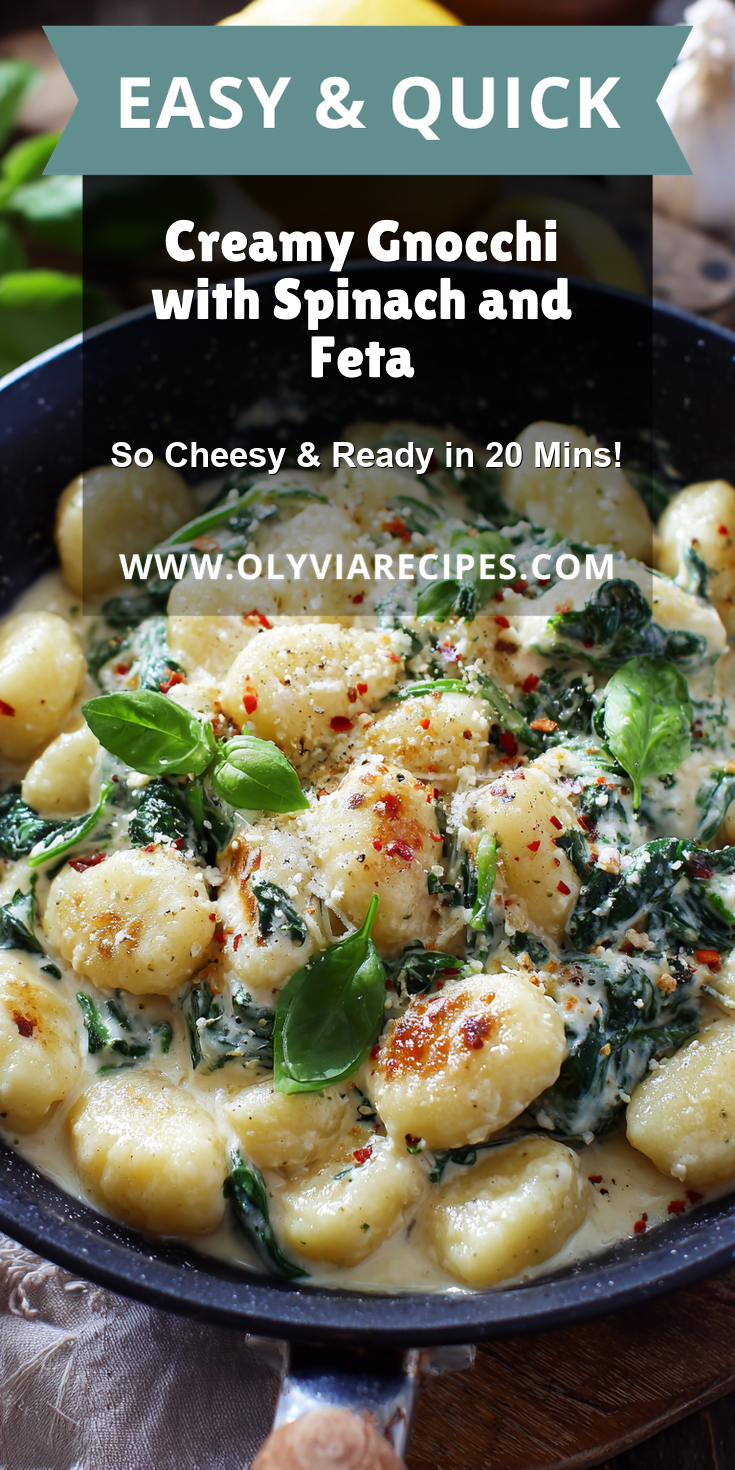 Creamy Gnocchi with Spinach and Feta served warm with cozy spices