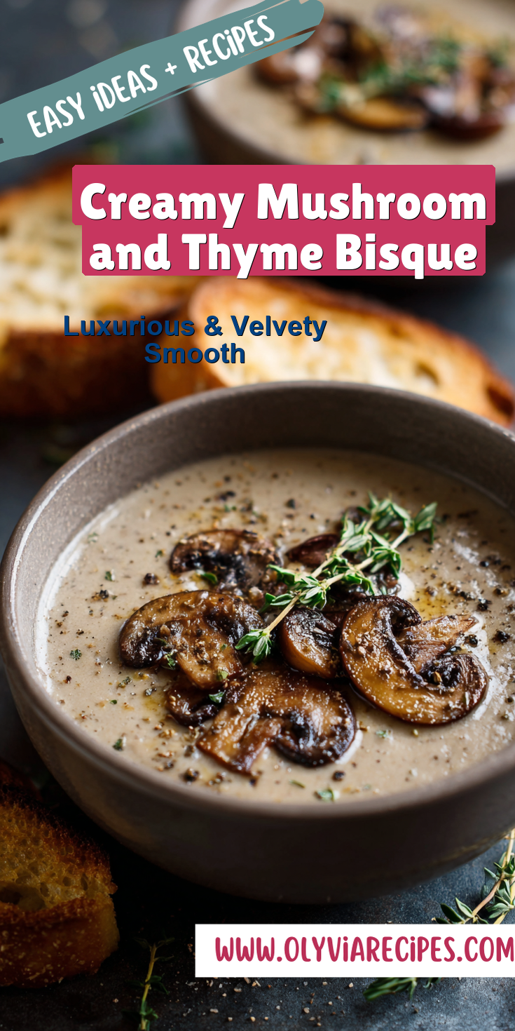 Creamy Mushroom and Thyme Bisque served warm with cozy spices