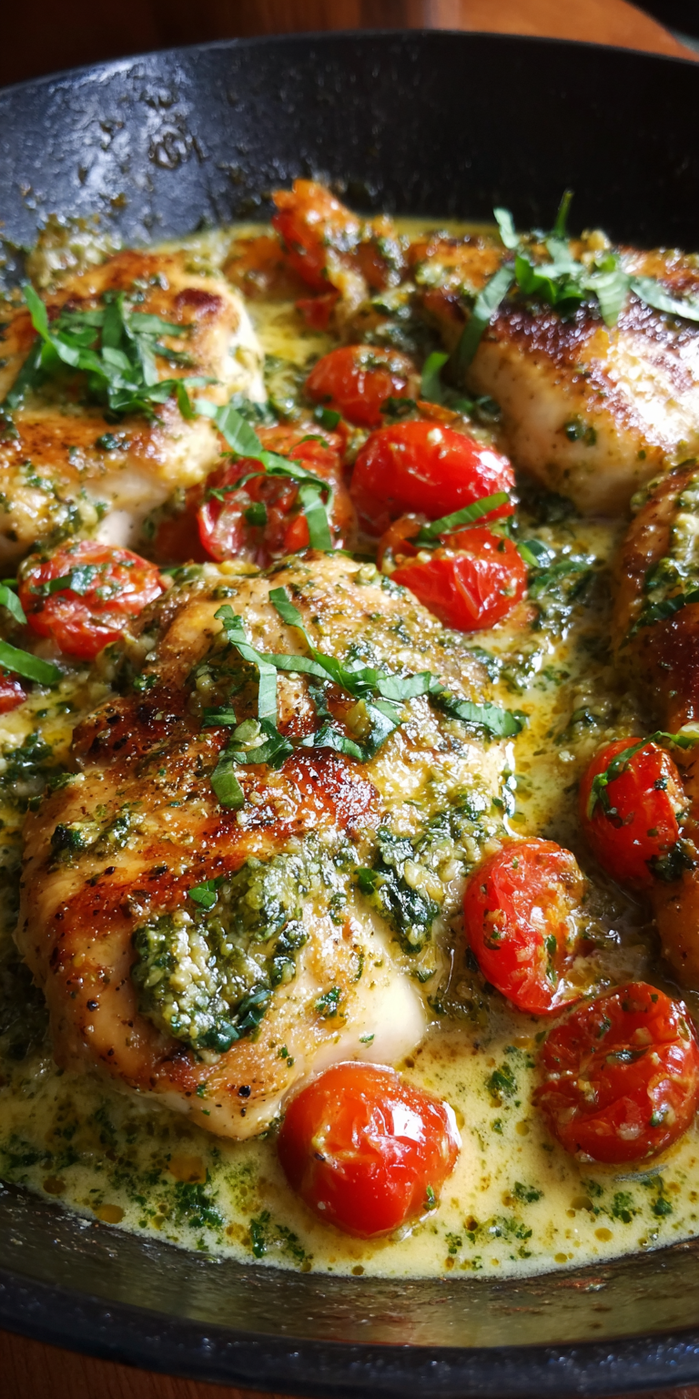 Creamy Pesto Chicken served warm with cozy spices