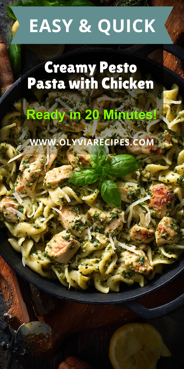 Creamy Pesto Pasta with Chicken served warm with cozy spices