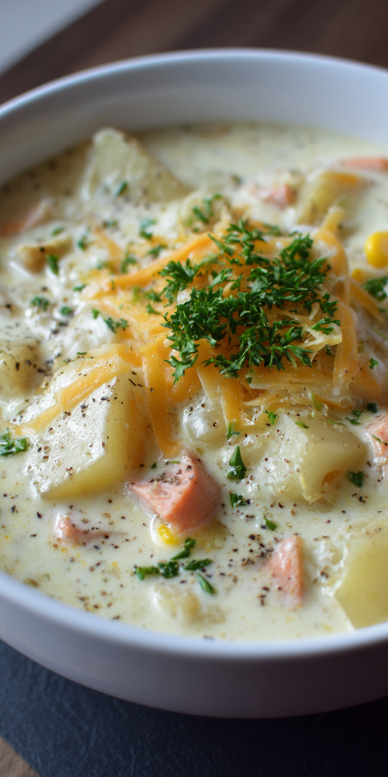 Creamy Potato and Ham Soup served warm with cozy spices