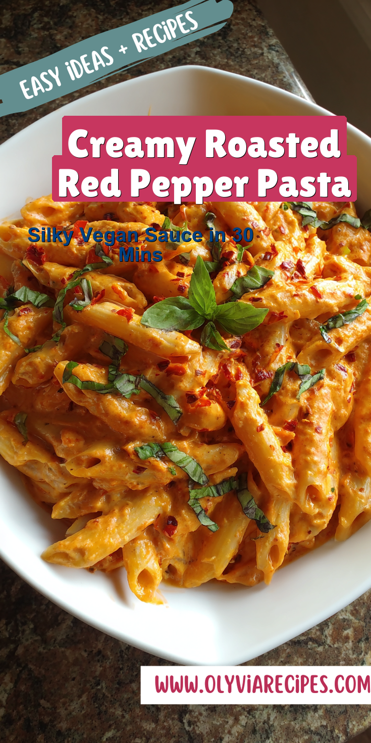 Creamy Roasted Red Pepper Pasta served warm with cozy spices