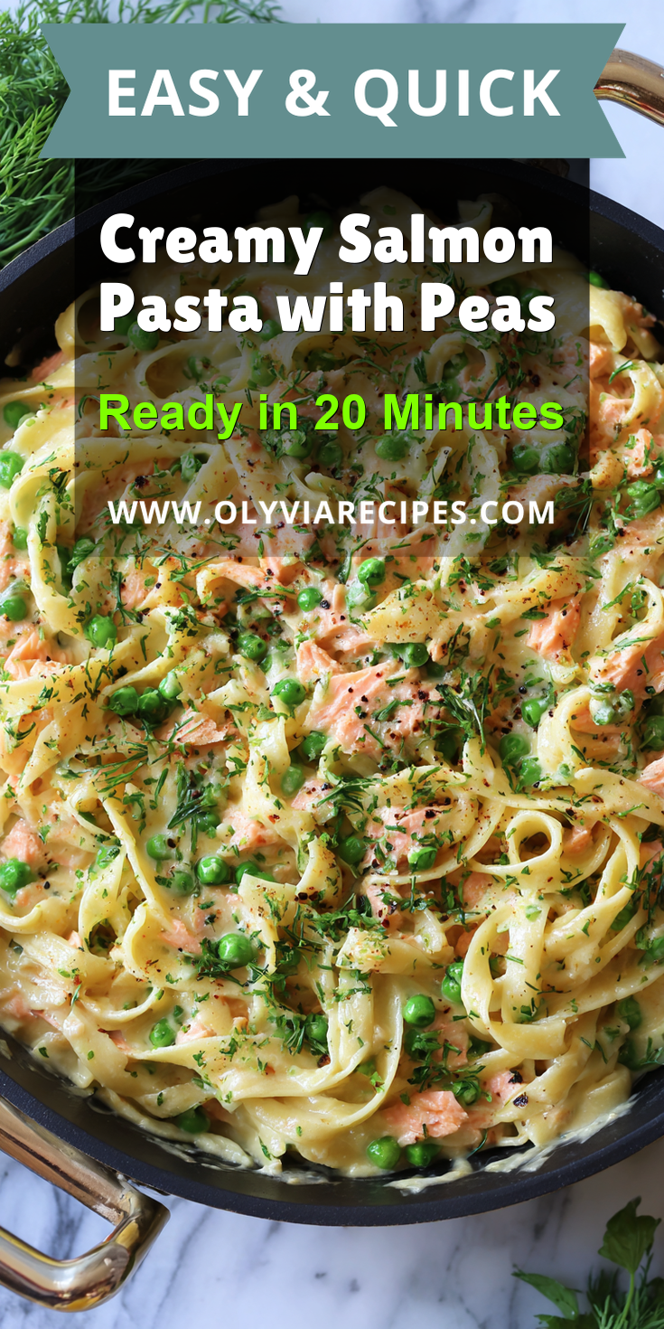 Creamy Salmon Pasta with Peas served warm with cozy spices