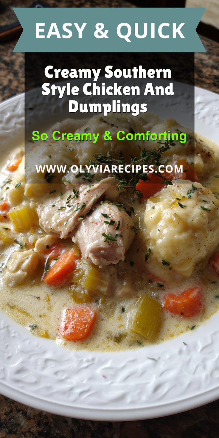 Creamy Southern Style Chicken And Dumplings served warm with cozy spices