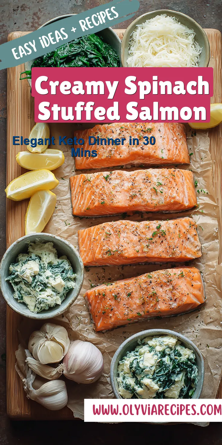 Creamy Spinach Stuffed Salmon served warm with cozy spices
