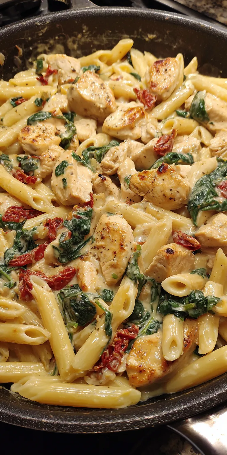 Creamy Tuscan Chicken Pasta Dinner Ideas served warm with cozy spices
