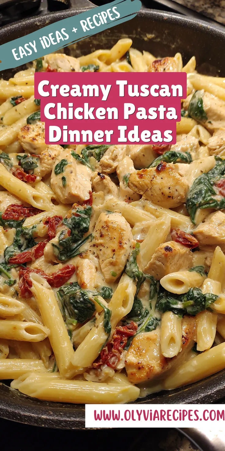 Creamy Tuscan Chicken Pasta Dinner Ideas served warm with cozy spices
