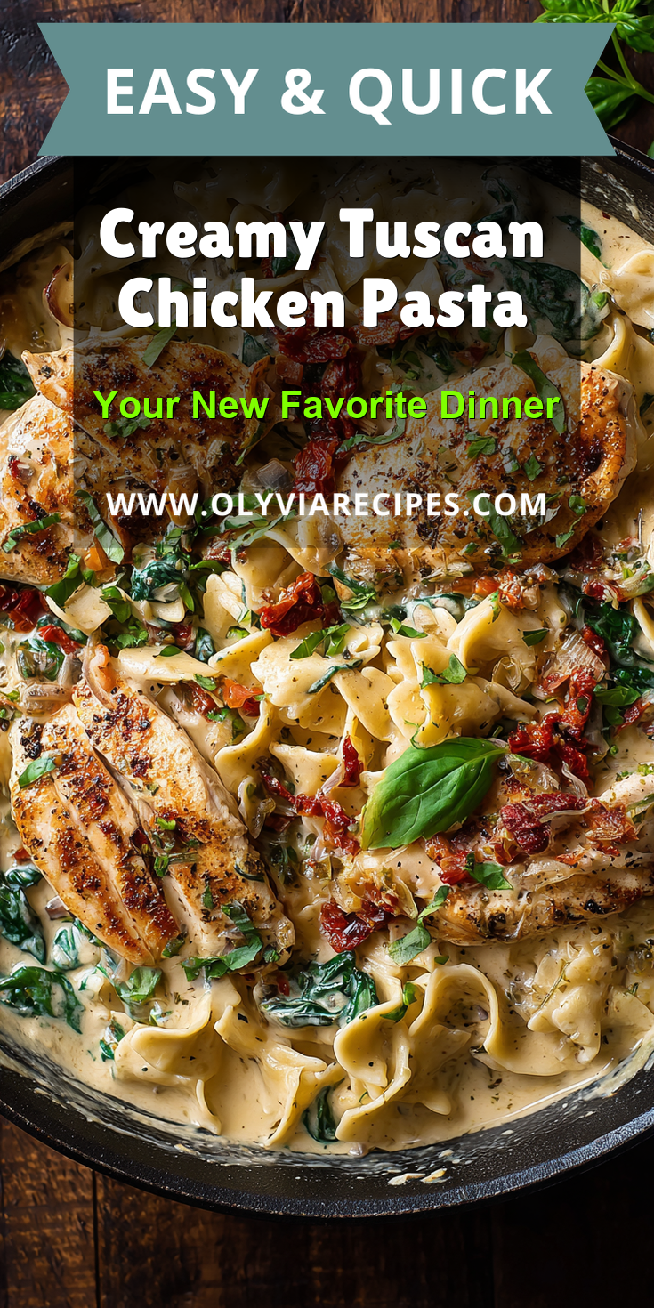 Creamy Tuscan Chicken Pasta served warm with cozy spices