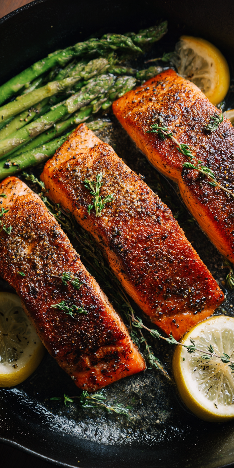 Crispy Skin Pan Seared Salmon served warm with cozy spices