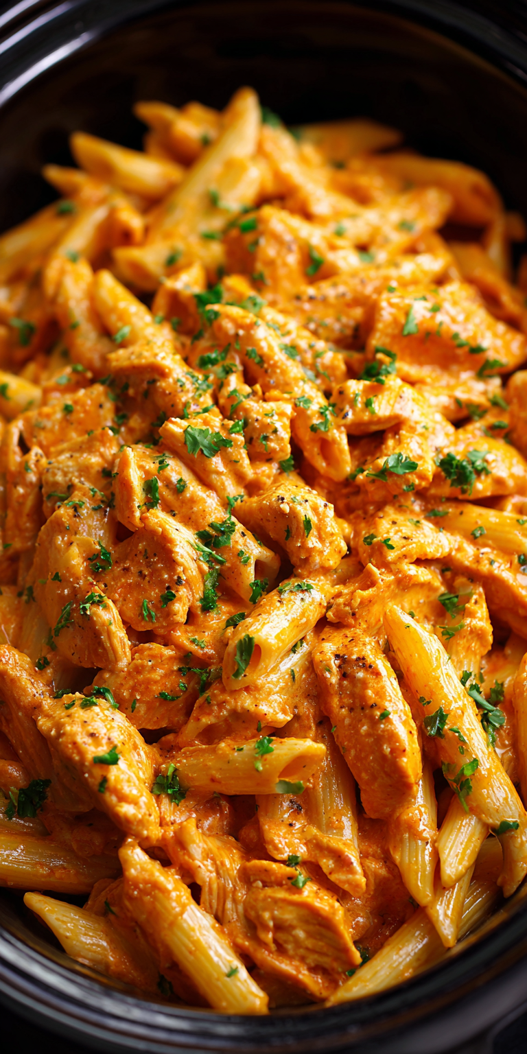 Crockpot Buffalo Chicken Dip Pasta served warm with cozy spices