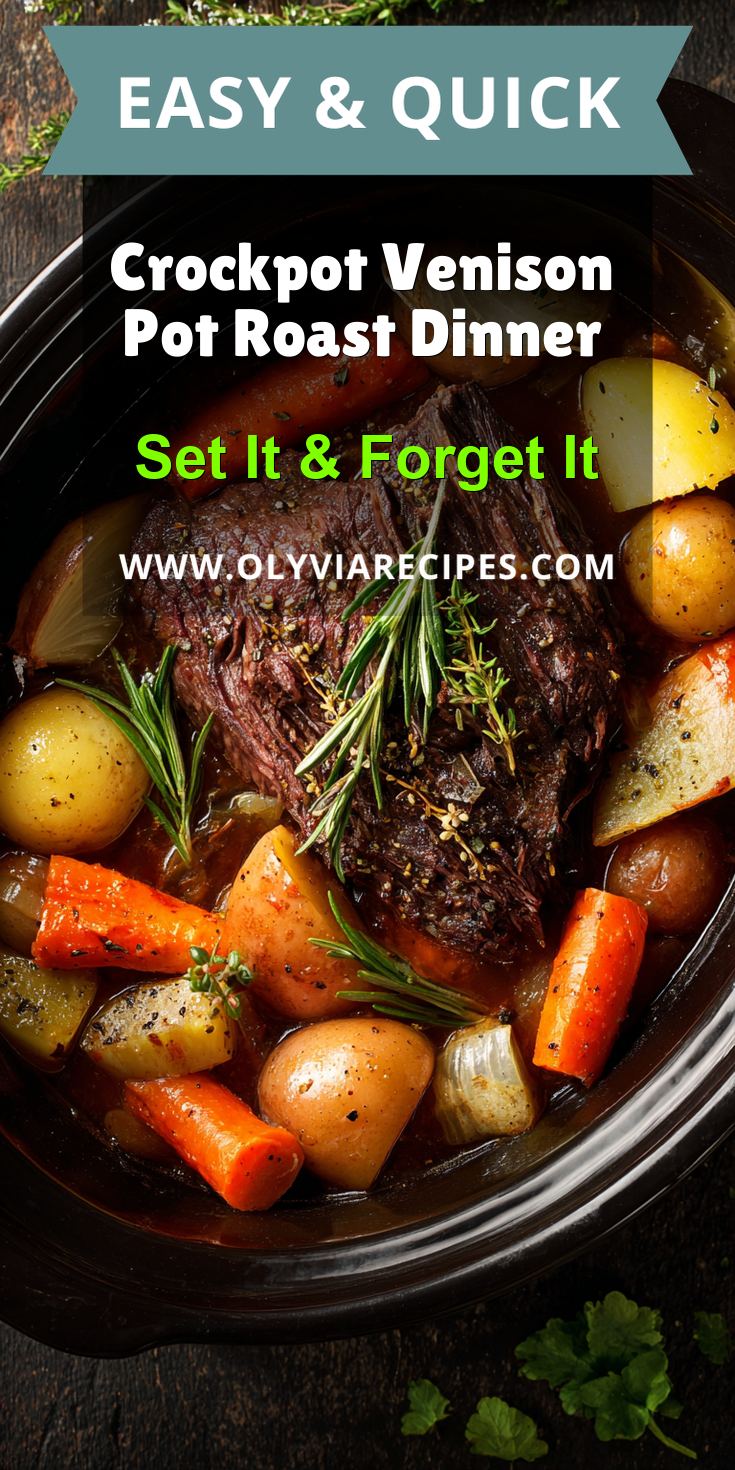 Crockpot Venison Pot Roast Dinner served warm with cozy spices