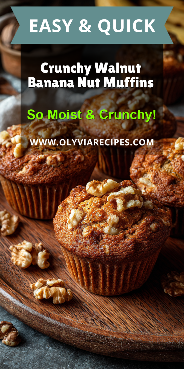 Crunchy Walnut Banana Nut Muffins served warm with cozy spices