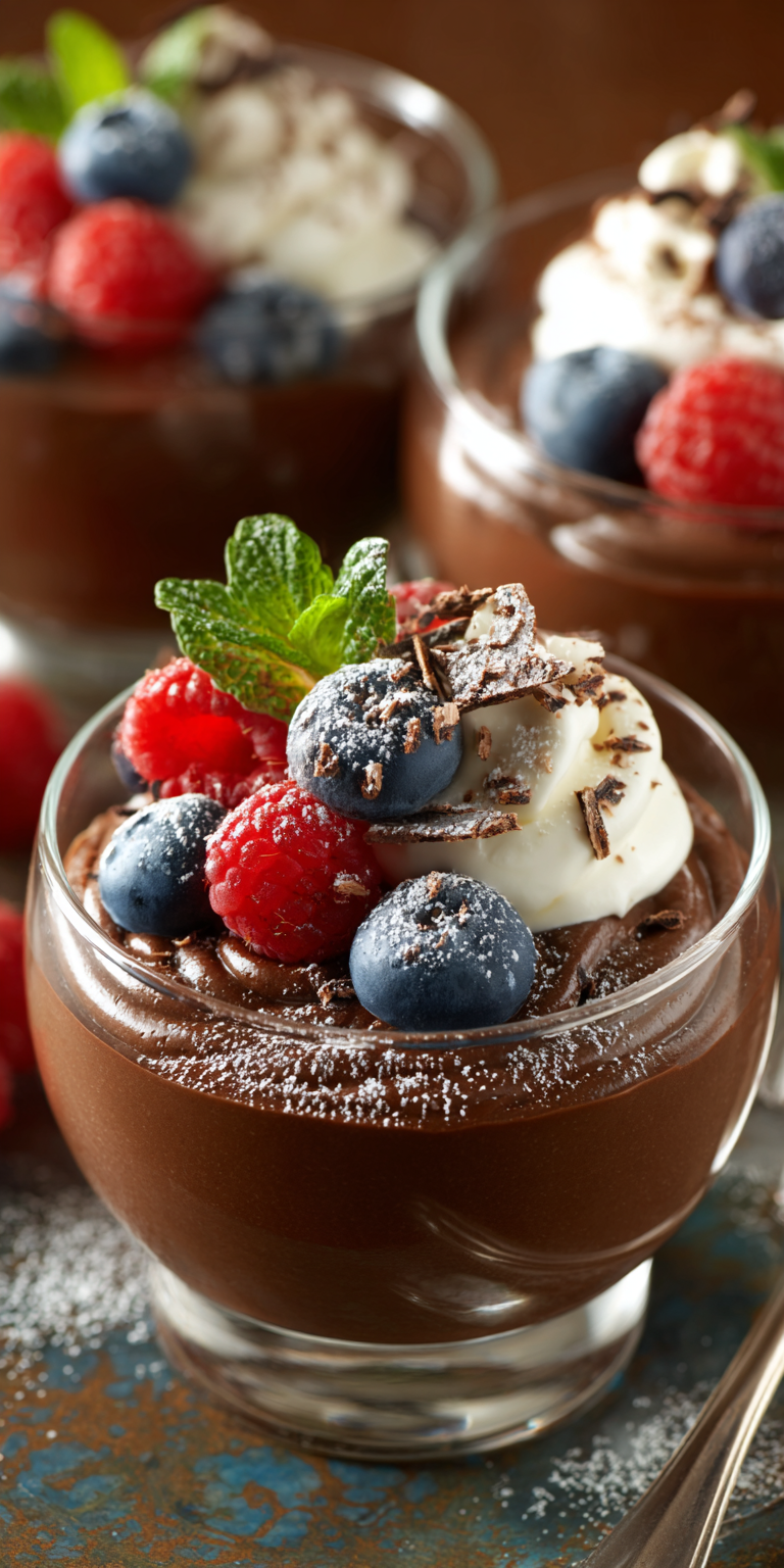 Easy Chocolate Mousse Dessert Cups served warm with cozy spices